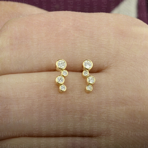 Nueva tendencia de moda 14K oro sólido pendiente escalador burbuja diamante Natural Stud Irregular tronco forma a medida mujeres joyería fina - Product Image 5