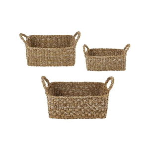 OEM Service Available Eco-Friendly Seagrass Fruit <b>Basket</b> Handmade Natural <b>Storage</b> Organizer Handles for Kitchen for Food <b>Storage</b> - Product Image 1