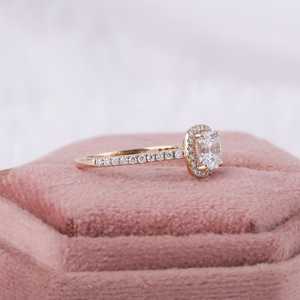 Asscher Cut Engagement <b>Ring</b> 14K Rose Gold Wedding Proposal Pave Bridal Anniversary Fashionable <b>Promise</b> <b>Ring</b> - Product Image 3