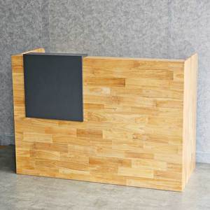 BLT68016 Mostrador de Recepción de Madera de Caucho Natural de 1.4m con Cajones, Diseño Moderno y Minimalista, Durable, para Oficina, Hotel, Escuela, Hospital - Product Image 3