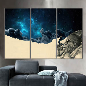 Toile imprimée « Fumer dans l'espace » - Art mural abstrait moderne, 3P : Prêt à accrocher - Product Image 1