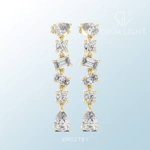 VS F Pear Round Emerald Cluster Earrings Elegant Jewelry Design Bulk Supply for Wedding Party Daily Wear Fashion and Export Use - Product Image 5