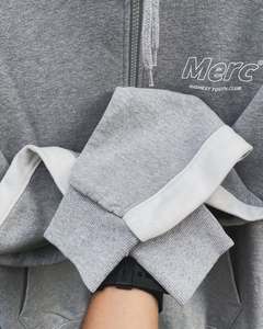 Sweat-shirts d'hiver pour hommes les plus vendus, nouveau design, coupe classique, fermeture éclair intégrale, 100 % coton, fabriqués au Pakistan, faible MOQ, impression sérigraphique en gros - Product Image 2