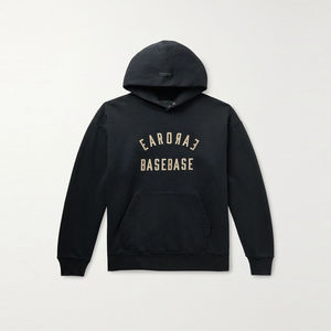 Sweat à capuche personnalisé noir vintage surdimensionné pour hommes 100% coton Streetwear bouffée impression techniques brodées pour l'hiver - Product Image 3