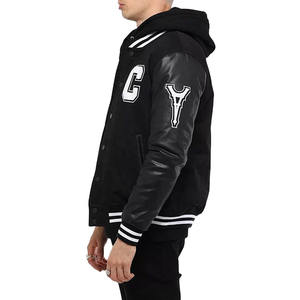 Veste universitaire en cuir imperméable pour homme pas chère avec logo sur le devant - Veste de style lettreman tendance pour les marques de mode et le port quotidien - Product Image 3