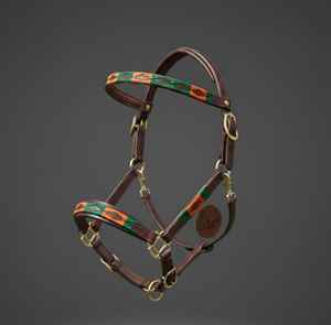 Cuerda de Sujeción para Caballos de Estilo Inglés de Primera Calidad |   Cabestro de Cuero para Caballo |   Diseño argentino bordado a mano |   Herrajes de Latón - Product Image 2