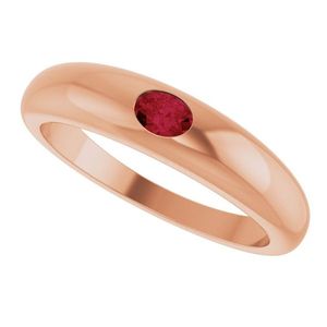 Stuller Petite <b>Dome</b> <b>Ring</b> 72173:602P 14K Real Gold Romantic Engagement <b>Ring</b> Micron Gold Vermeil Plating Rhodium Lover's Cut/Cab - Product Image 5