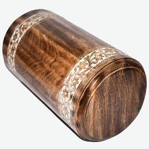 Round Wooden Engraved Urns <b>for</b> Human <b>Ashes</b> Adult - Wooden <b>Box</b> Rosewood Cremation Urns (200 Cubic Inches Antique Whitewashed 2) - Product Image 5