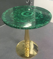 Dessus de table en malachite Table basse en pierres précieuses vertes Meubles en pierre semi-précieuse pour meubles de salon Design minimaliste moderne