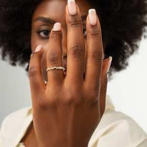 แหวนทองคำแท้ 10k ดีไซน์เรียบหรู ประดับเพชร CZ รูปไข่ทรงโอวัล สำหรับผู้หญิง เหมาะสำหรับเป็นแหวนแต่งงาน - Product Image 3