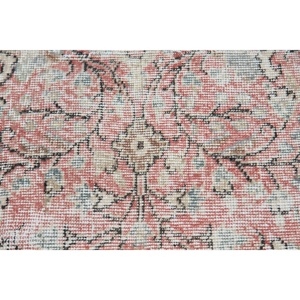 Vintage Turkish Rug, 7.1x10.2 ft Oversize Rug, <b>Pink</b> Gray Solid Rug - Product Image 5