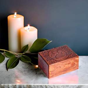 Handmade Wooden Urn <b>for</b> Human & Pet <b>Ashes</b> Cremation Memorial <b>Box</b> Decorative Keepsake Burial Urn <b>for</b> Cats Infants Adults - Product Image 4