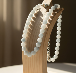 Fabriqué à la main femmes 18 pouces argent 925 collier serrure noué à la main conception haute qualité naturel aigue-marine pierre perles mode - Product Image 5