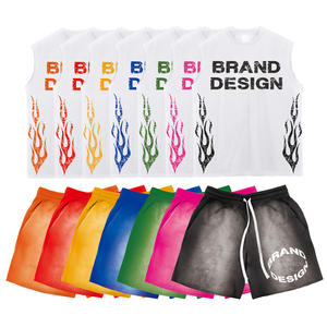 Camisetas con logotipo personalizado estampado camiseta chándal bordado High Street moda algodón corto sin mangas camiseta y conjuntos cortos para hombres - Product Image 1