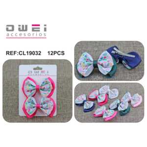 Pinzas de pelo de satén navideñas y de dibujos animados hechas a mano para niñas, lazo de 5cm con clip, bonito y dulce hecho a mano en poliéster 12u/c - Product Image 1