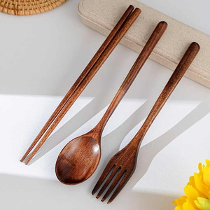 Meilleure vente Ensemble de couverts en bois à long manche et à corps épais écologique au design moderne pour une cuisson régulière Salade au curry - Product Image 2