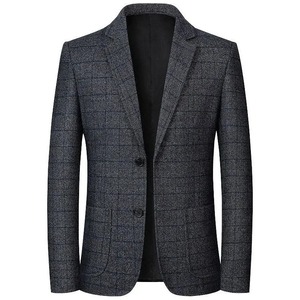 Blazers en laine à carreaux pour hommes, nouvelle collection printemps-automne, coupe ajustée, décontractée, double boutonnage, respirants, taille 4XL - Product Image 2