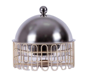 หม้ออุ่นอาหารสแตนเลสพร้อมขาตั้งลวดมีฝาปิดหม้อต้มอาหารดีไซน์ไม่เหมือนใคร - Product Image 1