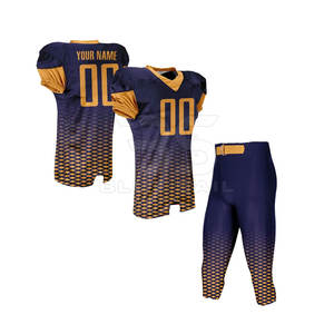 Uniforme de football à séchage rapide avec impression de nom personnalisée et coutures de pantalon renforcées Uniforme de football américain de couleur audacieuse - Product Image 1