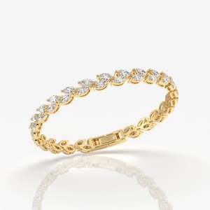 สร้อยข้อมือเพชรประดับแบบคลาสสิกทอง18K หรูหราและหรูหรา - Product Image 2