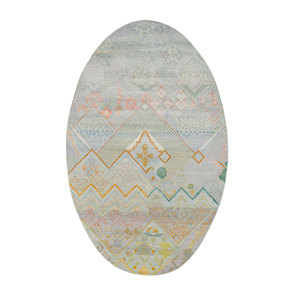 Alfombra Manchaha Azul de Lana y Seda Anudada a Mano, Patrón Geométrico y Abstracto, Rectangular, para Pasillo, Uso en Automóvil, Modelo Lub-6583, Alfombra DIY para Habitación - Product Image 1