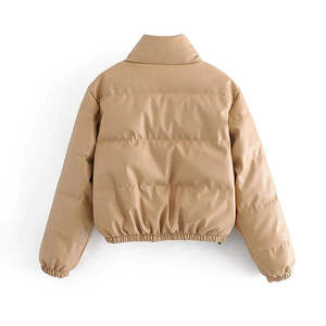 Premium Quality Women Unisex Genuine Leather Knitted Breathable Windproof Distressed Embroidery Logo <b>Puffer</b> <b>Jacket</b> Customizable - Product Image 2