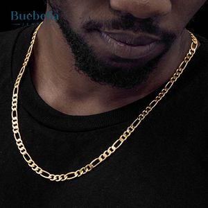 Venta caliente 925 Plata 14K Chapado en oro 5mm Cadena Figaro en Collar para hombres - Product Image 2