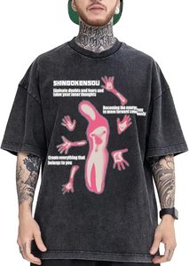 Camiseta informal de cuello redondo con estampado de lavado Acrid, Camiseta de algodón de peso pesado Men180 Gsm, camisetas de calle con estampado de pantalla personalizado - Product Image 6