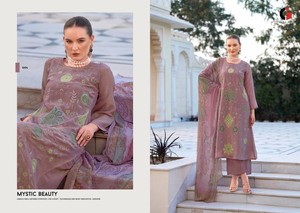 Salwar Kameez Pakistaní Bordado de 3 Piezas para Mujer, en Viscosa, Pantalón Acampanado, Dupatta de Organza, Secado Rápido, Casual, Largo hasta la Rodilla - Product Image 6