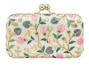 Elegante bolso de mano con bordado de boda Bolso de mano de seda bordado de diseño tradicional con detalles florales al precio más barato - Product Image 2