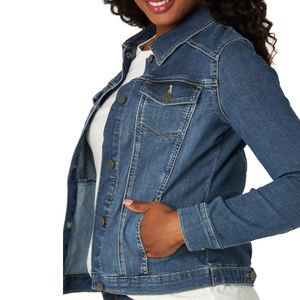 Veste en jean à manches longues décontractée pour femmes en gros respirant bas quantité minimale de commande chaud élégant meilleure qualité personnalisé femmes veste en jean - Product Image 3