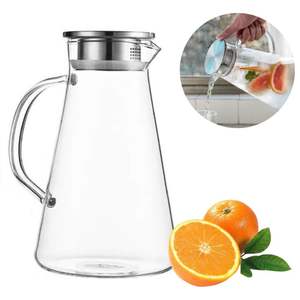 Frosted glass jug with artistic pattern great for modern kitchen <b>aesthetics</b> and chic beverage presentation at brunch - Product Image 6