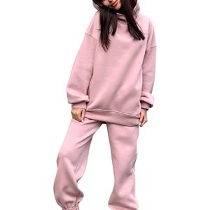Conjunto Deportivo de Dos Piezas para Mujer, Sudadera con Capucha y Pantalones de Chándal de Forro Polar, Ropa Deportiva Cálida para Gimnasio y Entrenamiento - Product Image 1