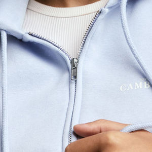 Nueva moda 100% algodón polar logotipo personalizado diseño alta calidad en blanco mujeres manga larga gota hombro Crop Top con capucha - Product Image 5