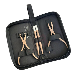 Kit de pinces pour extensions de cheveux, prix d'usine en gros, pinces pour extensions de cheveux en acier inoxydable avec crochet, ensemble d'extensions de cheveux - Product Image 1