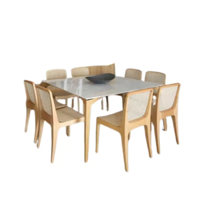 Ensemble de table à manger carrée convertible en bois massif, design moderne et épuré, pour la maison et l'hôtellerie, EN PROMOTION - Product Image 1