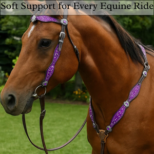 Cabezada y Pechera de Cuero Color Rosa con Hermosos Pedrerías y Hebillas - Product Image 2