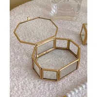 Boîte à bijoux en verre et en laiton doré, boîte de rangement, fabrication artisanale, meilleur cadeau de mariage, organisateur