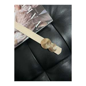 Ceinture pour femme avec boucle ronde dorée, ceinture pour pantalon, ceinture pour veste, ceinture pour robe, ceinture pour chemise - Beige - Product Image 5