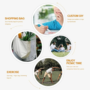 ถุงผ้าคอตตอนแบบทำมือถุงช้อปปิ้งผ้าคอตตอนธรรมชาติสำหรับเดินทางของขวัญวันเกิดใช้ซ้ำได้ - Product Image 2