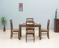 Table à manger rectangulaire moderne en bois massif avec 4 chaises rembourrées, finitions en bois de rose, pliable, hauteur réglable, pour hôtel, salon