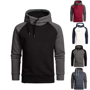 Men's 100% Cotton Casual Sports Pullover <b>Fleece</b> Hoodie Solid Pattern <b>Black</b> Long Sleeve Sweatshirt Pockets Winter Season Style - Product Image 1