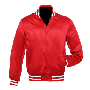 Saleh Enterprises Custom Winter Casual Solid Stand Collar Dyed Satin Waterproof Vintage Varsity Baseball Bomber Jacket Unisex - Product Image 5