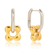 Boucles d'oreilles créoles en forme de fleur à deux tons en acier inoxydable plaqué or 18 carats, hypoallergéniques, résistantes à l'eau et sans ternissement, de LUCKYJIU Custom Jewellers