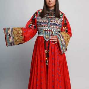 ชุดเดรส Afghan kuchi ของแท้คุณภาพระดับพรีเมี่ยมสำหรับผู้หญิงสไตล์ใหม่งานปักลูกไม้ยาวถึงพื้นทำมือ - Product Image 3