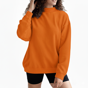 Custom Front Women's Mock Neck Full Sleeve Lightweight Breathable Anti-Wrinkle Quick Dry Fleece Polyester/Cotton <b>Blend</b> Winter - Product Image 1
