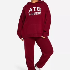 ชุดวอร์ม2ชิ้นผ้าคอตตอนออร์แกนิกสำหรับผู้หญิงชุดวอร์มปักลายแบบสวมหัวขนาดใหญ่พิเศษสั่ง100% - Product Image 1