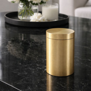 Luxury Brass Tea Canister Airtight Storage Jar Modern Home Decor <b>Kitchen</b> <b>Table</b> Container Handcrafted Premium Quality Export - Product Image 6
