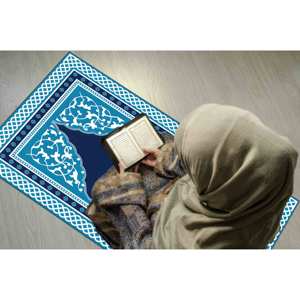 Alfombra de Oración Azul: Decoración para Mezquita Islámica, Regalo Espiritual, Alfombra Delgada de Tela No Tejida - Product Image 1
