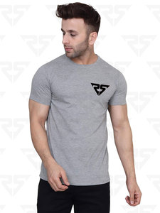 T-shirt uni à demi-manches et à col rond pour hommes, t-shirts à demi-manches en coton avec logo personnalisé - Product Image 2